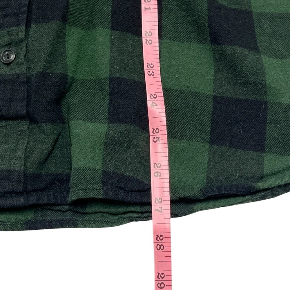 Levi's Men's Flannel Long Sleeve Shirt Green Black Plaid Checkered‎ Size XL